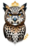 snow leopard, owl, eagle tattoo design idea