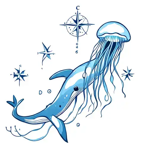 marine tattoo, which is NOT an anchor, a whale, a jellyfish or a compass tattoo design idea