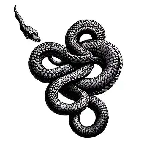 Infinite chain snake coiled tattoo design idea