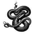 Infinite chain snake coiled tattoo design idea