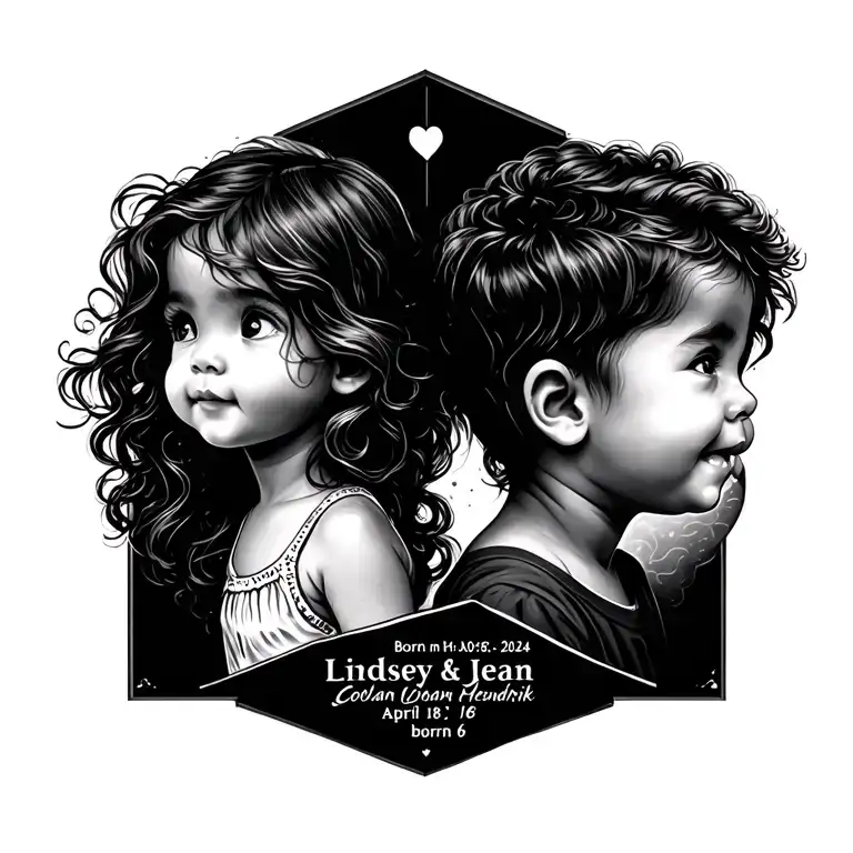 Tattoo with my kids names and birthdays Lindsey Jean born april 18 2024 Conlan Hendrik born November 6 tattoo design idea