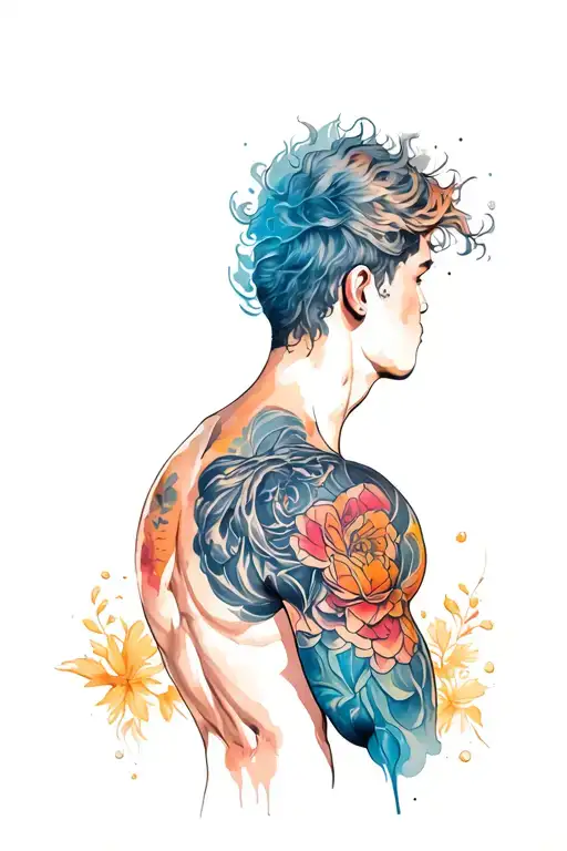 A highly detailed tattoo design on the right arm of a 6ft, 200lb male with 15-inch biceps and triceps, showcasing a cele tattoo design idea