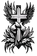 Holy Spirit and cross tattoo design dove Jesus religious catholic tattoo design idea
