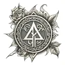 viking runes rose surrounded tattoo design idea