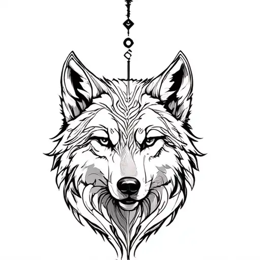 symbols: wisdom, balance, happiness, personal knowledge a key to unlock inner strength, wolf, Scorpio, harmony, abundanc tattoo design idea