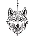 symbols: wisdom, balance, happiness, personal knowledge a key to unlock inner strength, wolf, Scorpio, harmony, abundanc tattoo design idea