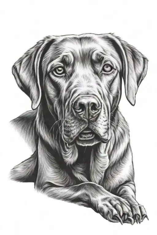 Labrador sitting tattoo design idea