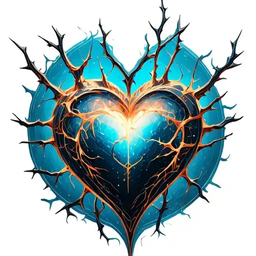 cyber sigil heart and thorns tattoo design idea