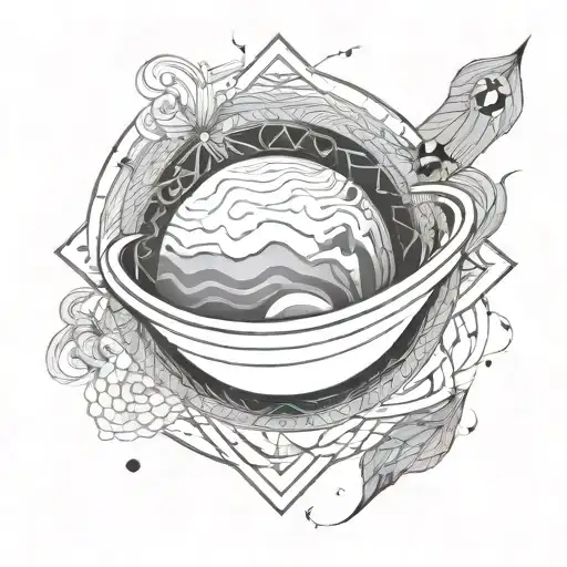 a minimalist design of Venus planet as a beautiful and intricate geometric pattern  tattoo design idea