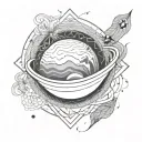 a minimalist design of Venus planet as a beautiful and intricate geometric pattern  tattoo design idea