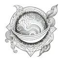 a minimalist design of Venus planet as a beautiful and intricate geometric pattern  tattoo design idea