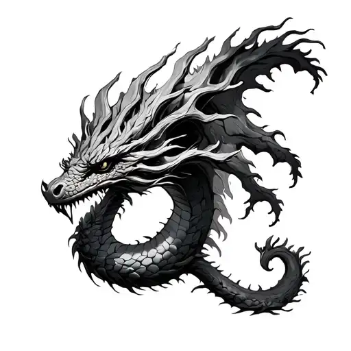 bicep tattoo of a tree that looks like a dragon wrapped tattoo design idea