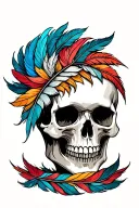 feathers , semi colon, skull soft shading tattoo design idea