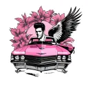 Elvis Presley, pink Cadillac, 68 Comeback, aloha eagle tattoo design idea