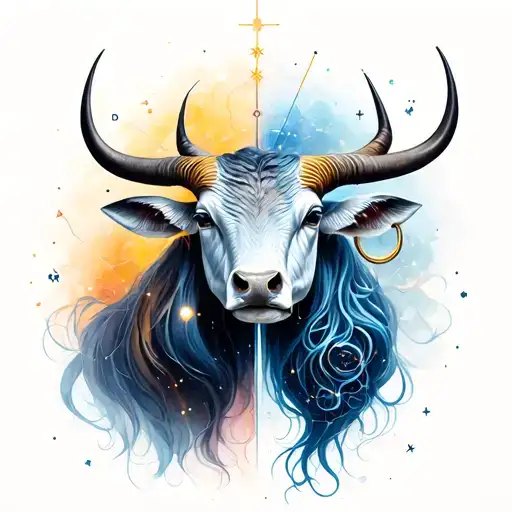Sagittarius, taurus, aquarius constellation merging together tattoo design idea