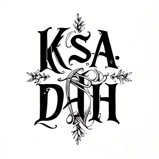 "K S A D H" initials tattoo design idea