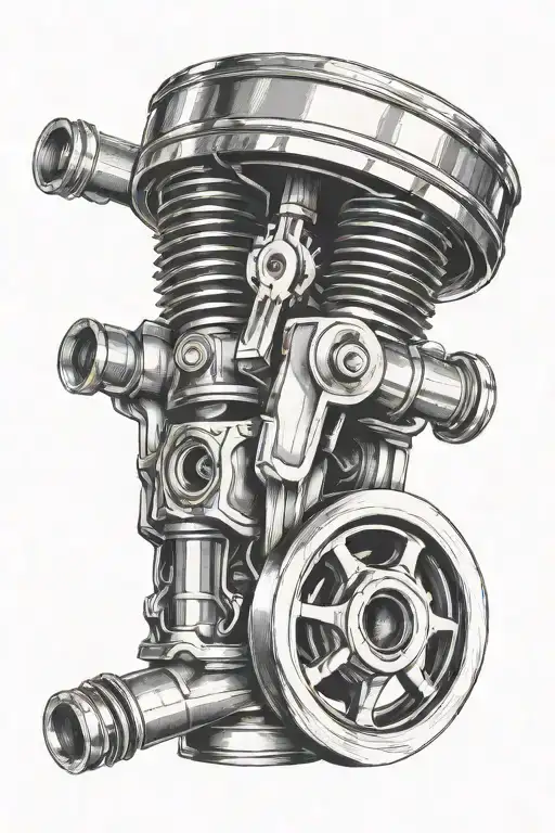 piston and wheel tattoo design idea