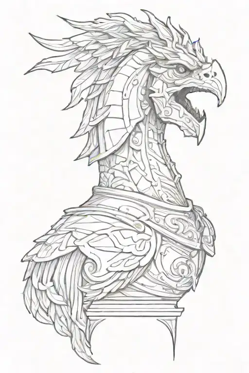 Knight chess piece but the head is a bird tattoo design idea