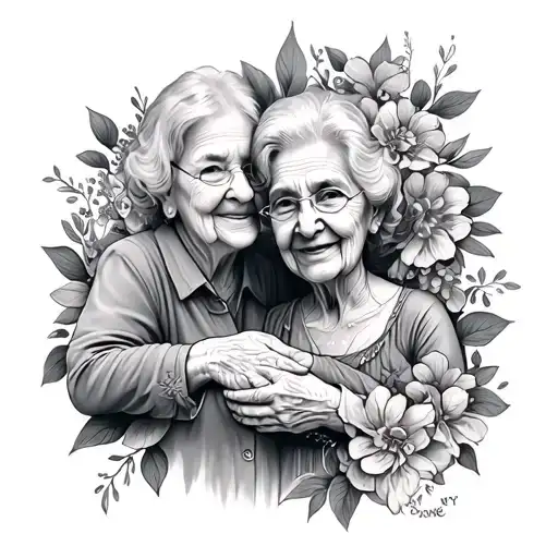 something in memory of grandma holding hands tattoo design idea