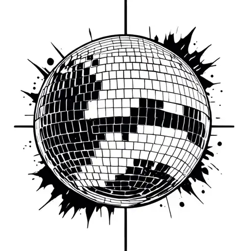 Discoball fineline tattoo design idea