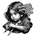 New age, cyber sigilism child like has the quote "an empty stomach cannot hold a pencil" radical tattoo design idea