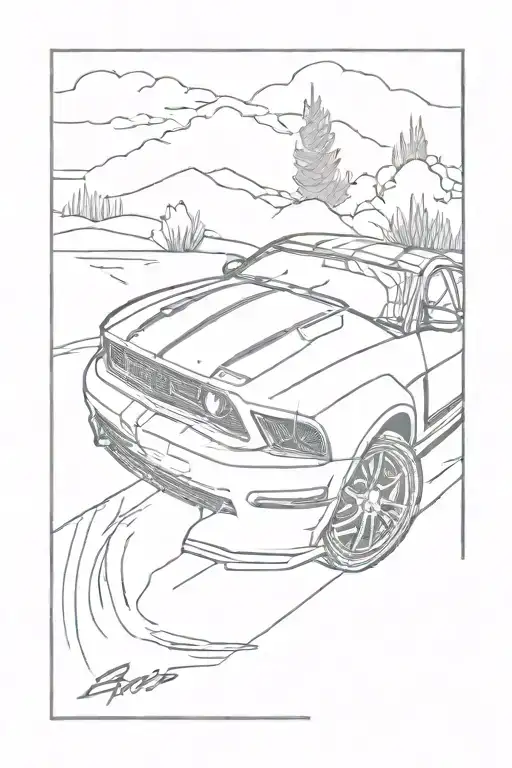 mustang boss 302 boss ford and landscape tattoo design idea