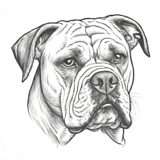 American bulldog head tattoo design idea