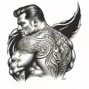 gay beefy men tattoo design idea