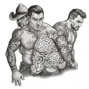 gay beefy men tattoo design idea