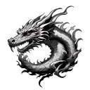 Dragon breathing fire wrapping around arm  tattoo design idea