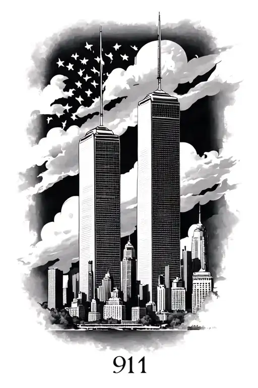 twin towers on 9/11 remembrance tattoo design idea