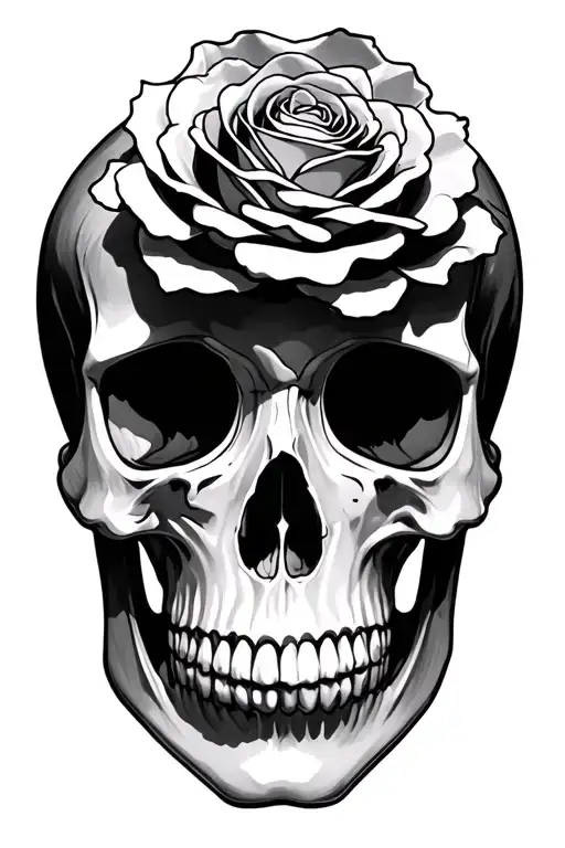 Rose inside skull tattoo design idea