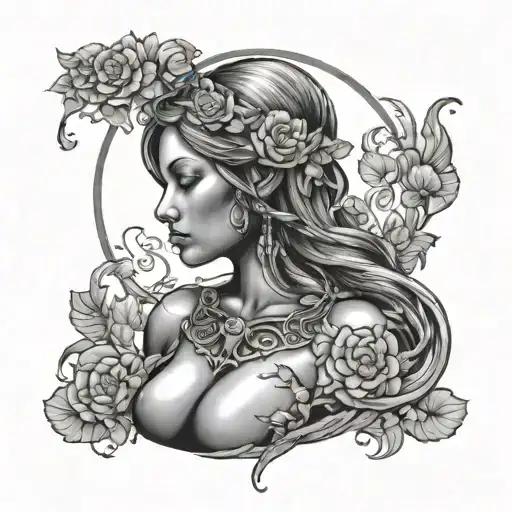 Solitude woman goddess all tattoo design idea
