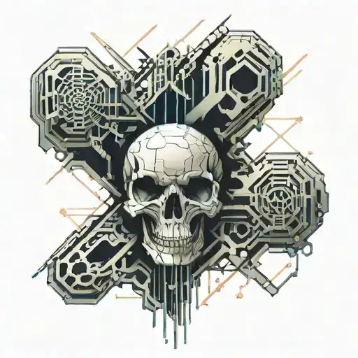 bone tearing through skin tattoo design idea