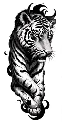 ox and tiger emerging tattoo design idea