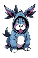 eeyore wearing jolteon hoodie laying tattoo design idea