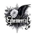 "Ephemeral" ephemeral word in female gothic writing in length tattoo design idea