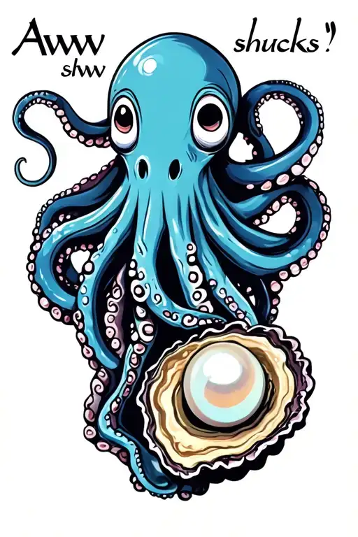 "Aww shucks " "Aww shucks " octopus and an oyster pearl tattoo design idea