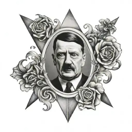 Adolf Hitler with Svastika symbol in the middle tattoo design idea