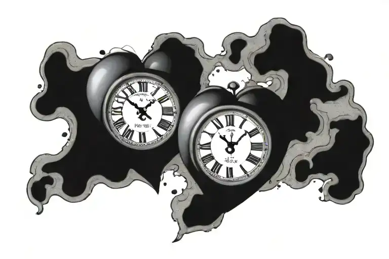 clock bandage stone heart tattoo design idea