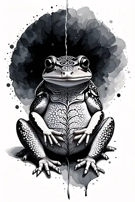 seed of life on a bufo toad sitting on a watercolor tattoo design idea