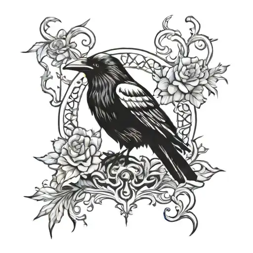 gothic raven tattoo design idea