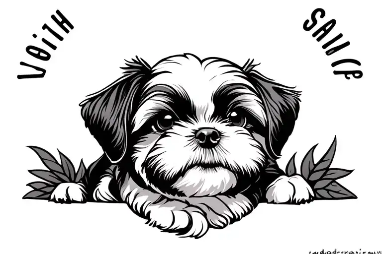 Creative Shih Tzu tattoo within 3 square inch tattoo illustration design tattoo design idea