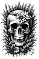 Tall Grass and skull tattoo design idea
