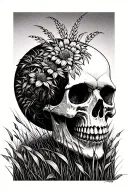 Tall Grass and skull tattoo design idea