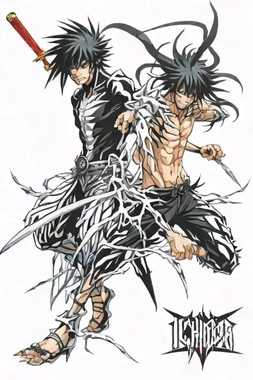 ichigo fights ulquiorra cifer tattoo design idea