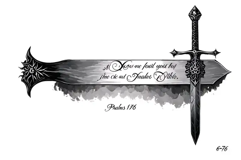 psalms 119 66-76 with a sword tattoo design idea