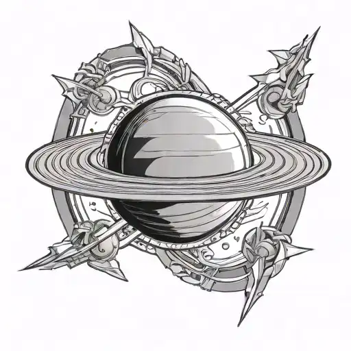 Saturn symbol ,Uranus symbol with name Grant bush under the symbol  tattoo design idea