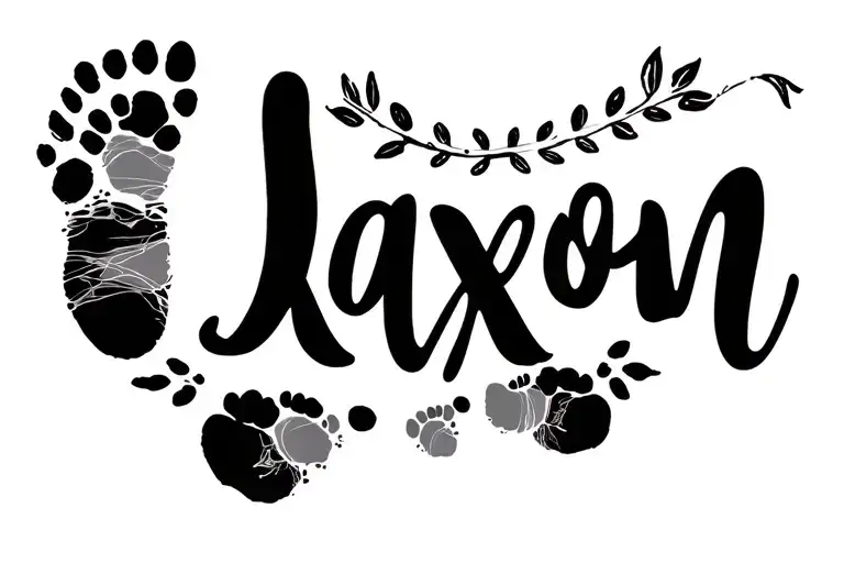 Jaxon name tattoo baby foot prints tattoo design idea