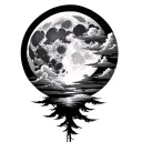 full moon with clouds tattoo balck and white  tattoo design idea